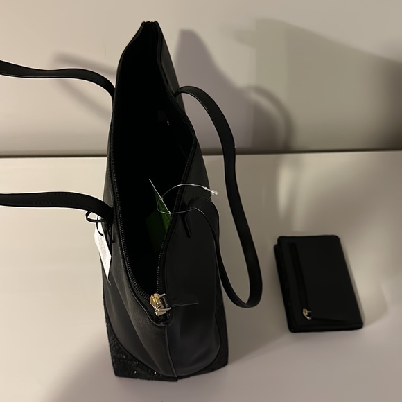 NEW Bag and Wallet -Kate Spade Black Penny Glitter Bag and Tellie Glitter Wallet - Picture 6 of 8